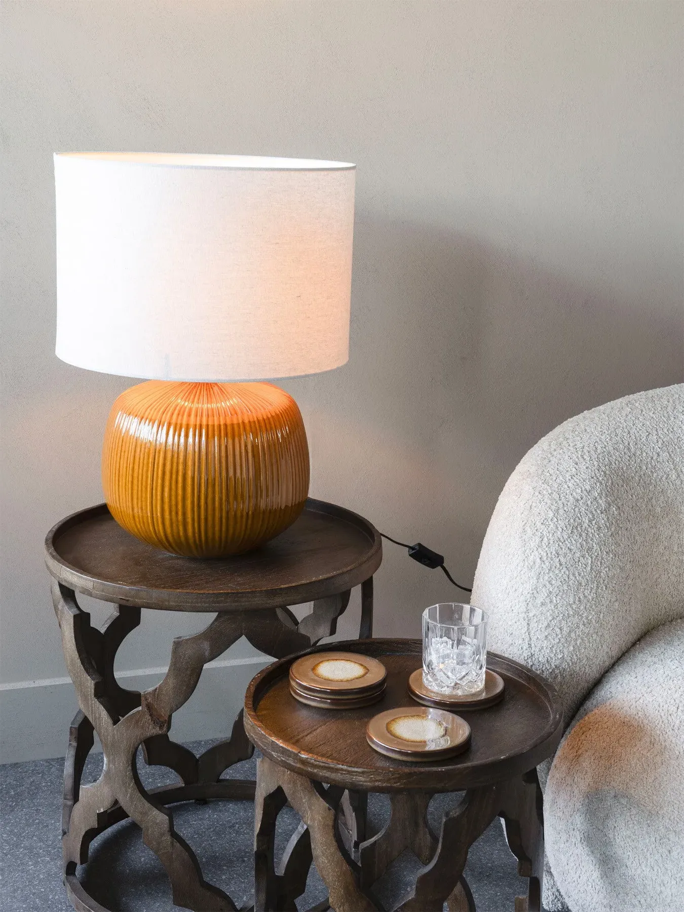 Bruno Ceramic Table Lamp - Ochre Brown