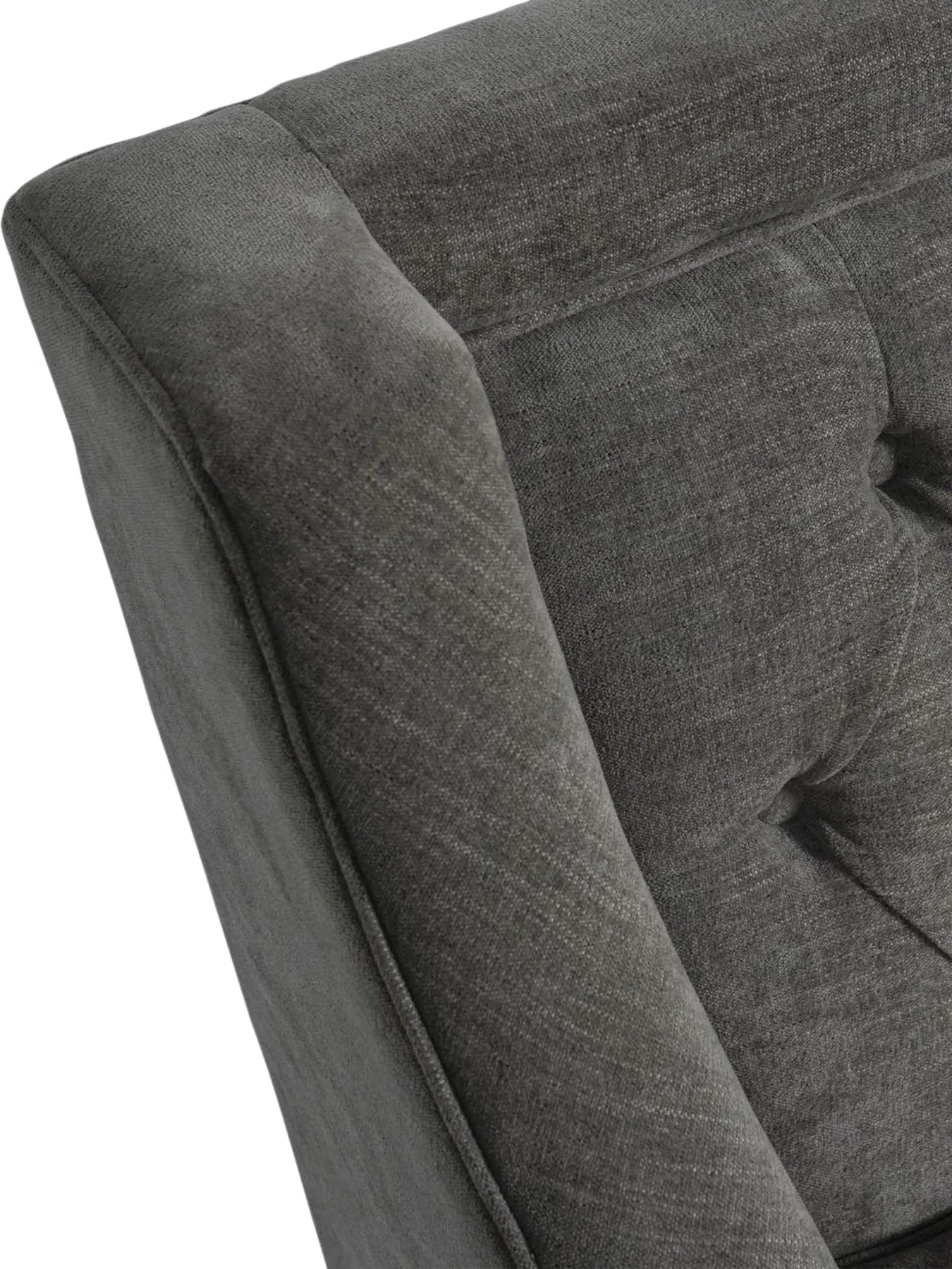 Buttoned Armchair with Piped Accents - Grey, Fabric