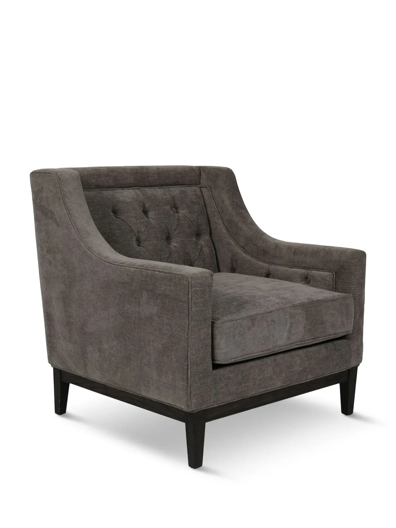 Buttoned Armchair with Piped Accents - Grey, Fabric image