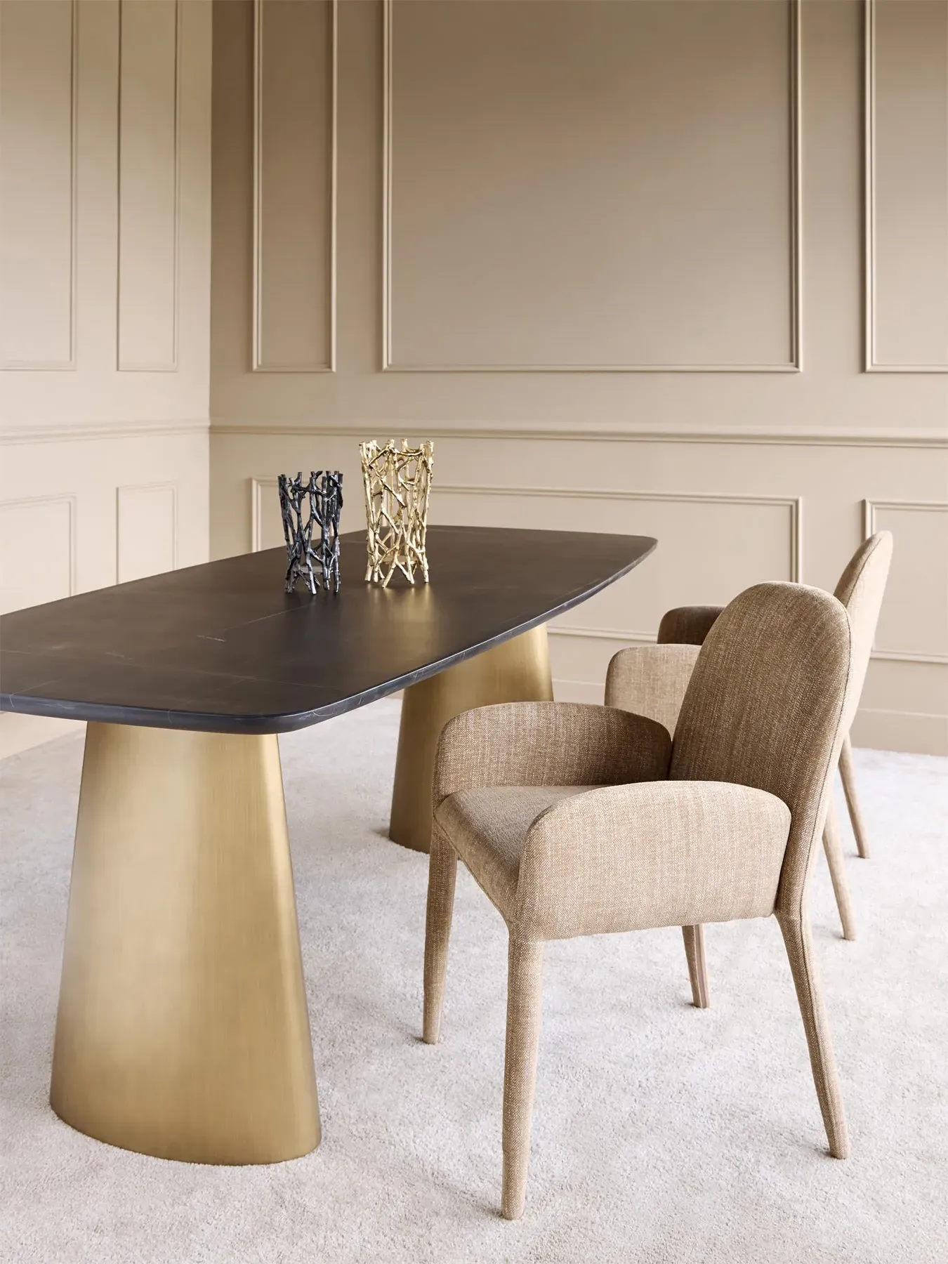 Carver Dining Chair Upholstered - Beige