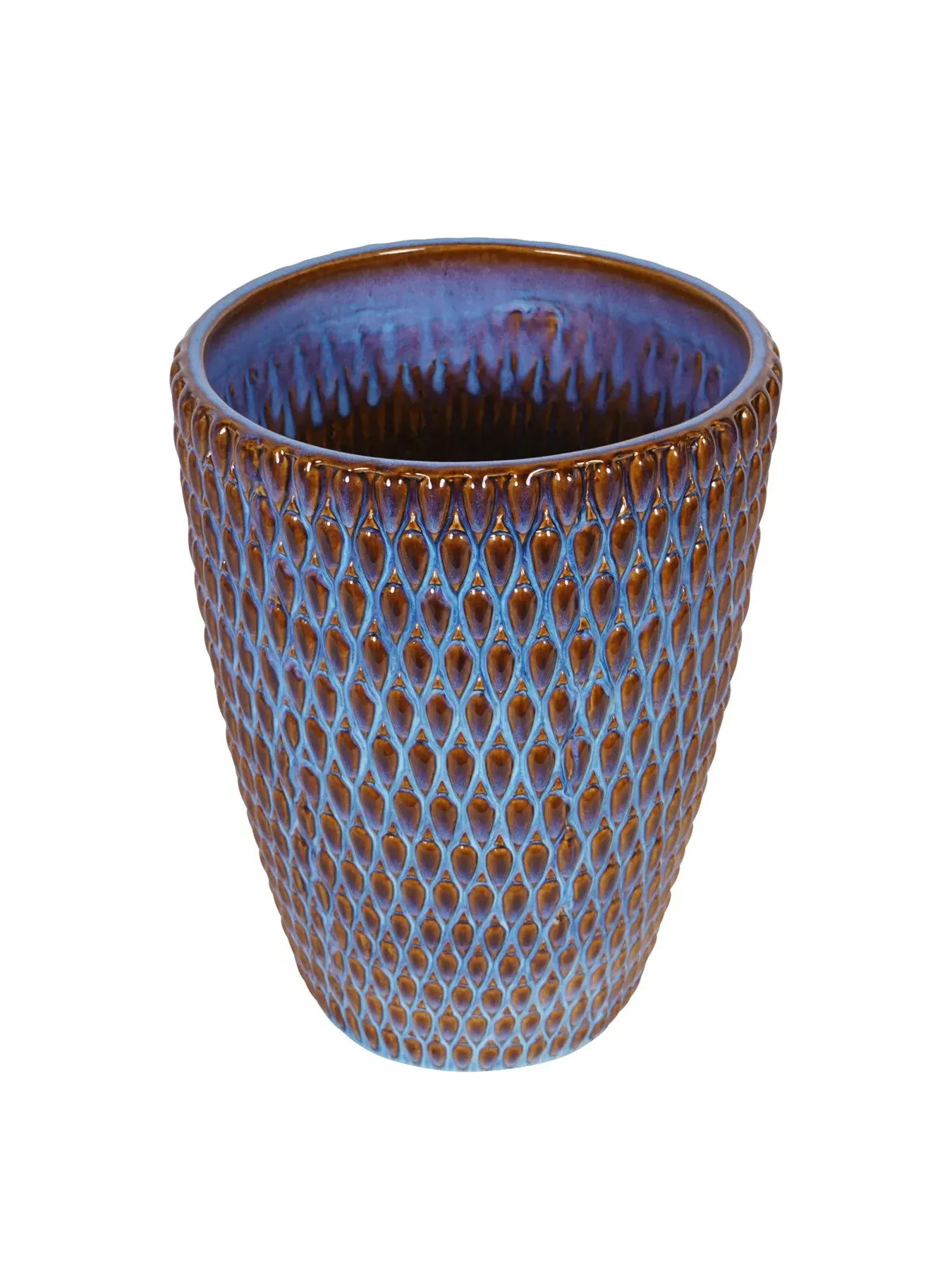 Ceramic Planter with Reactive Glaze - Blue