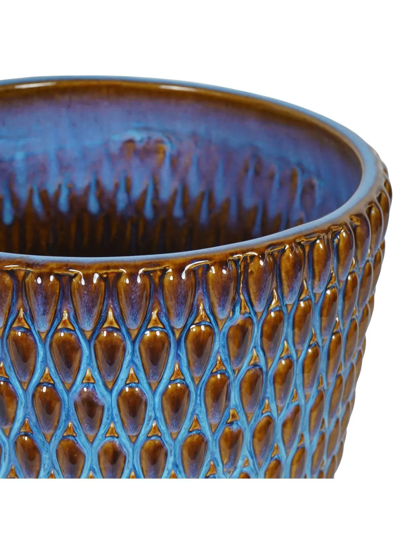 Ceramic Planter with Reactive Glaze - Blue