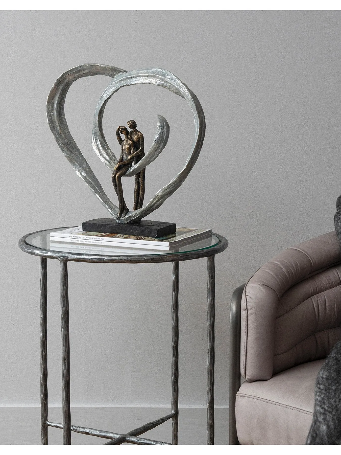 Circular Heart Love Sculpture - Bronze