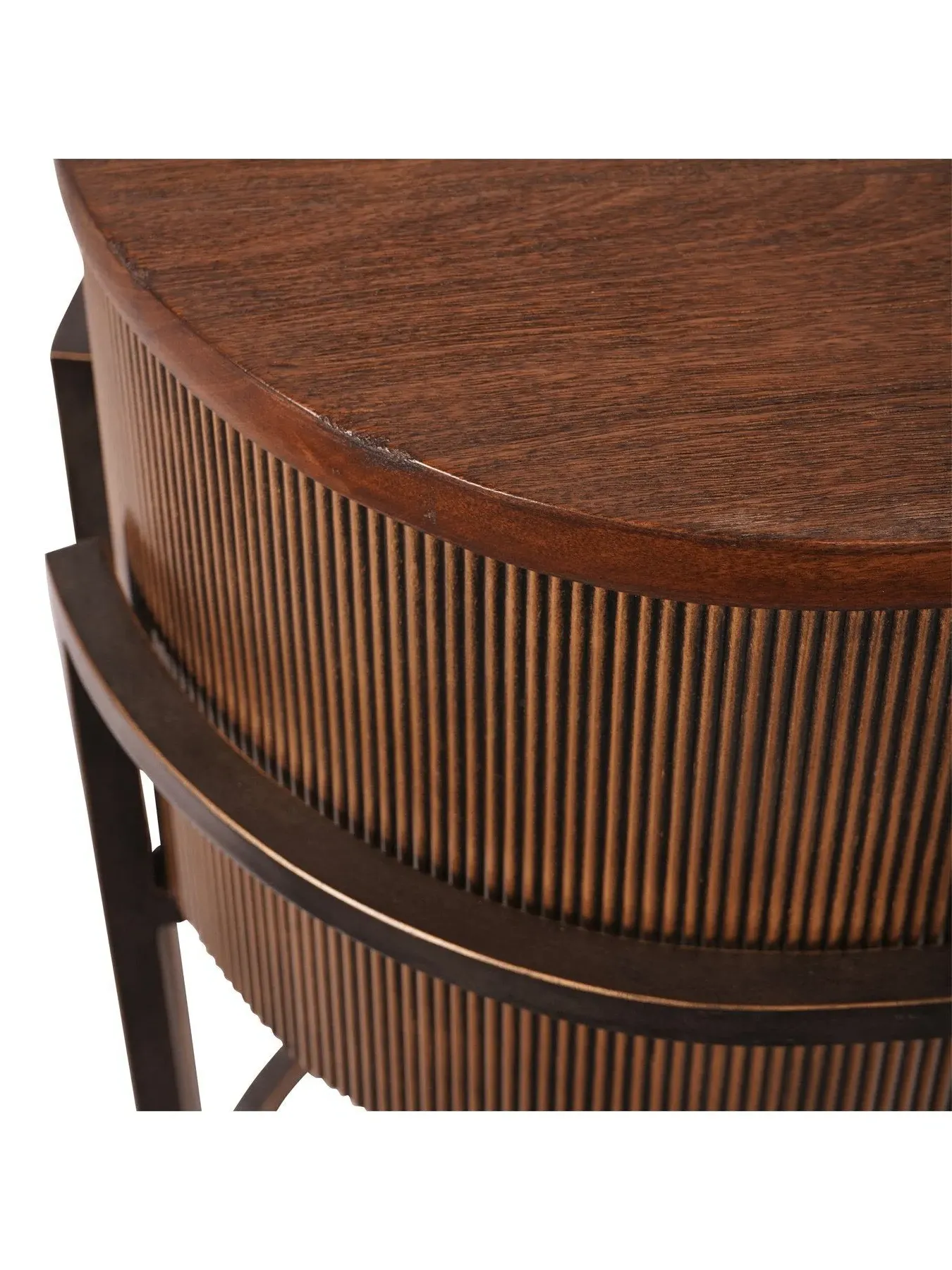 Console Table Corrugated Base - Gold, Oak Wood