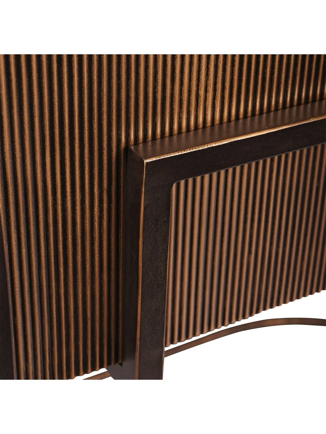 Console Table Corrugated Base - Gold, Oak Wood