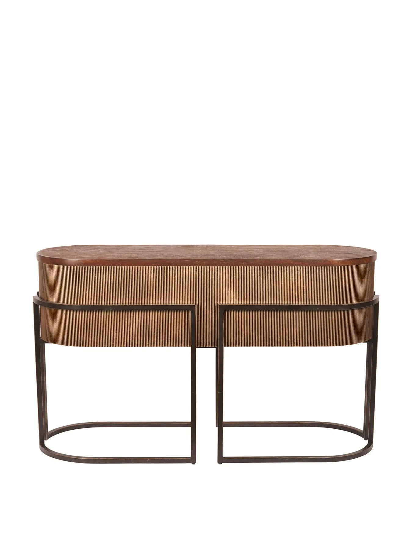Console Table Corrugated Base - Gold, Oak Wood