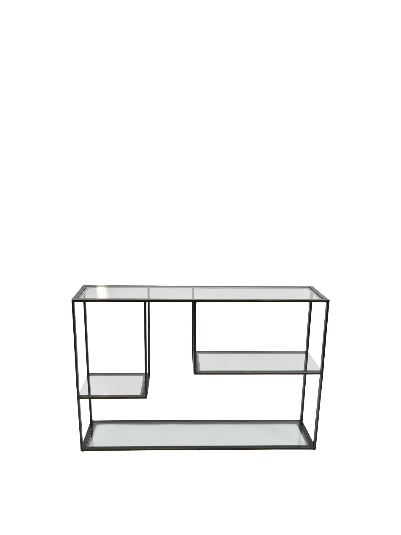 Console Table with Glass Top - Bronze, Metal