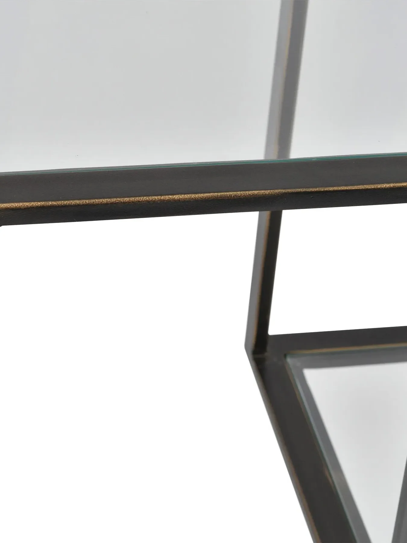 Console Table with Glass Top - Bronze, Metal