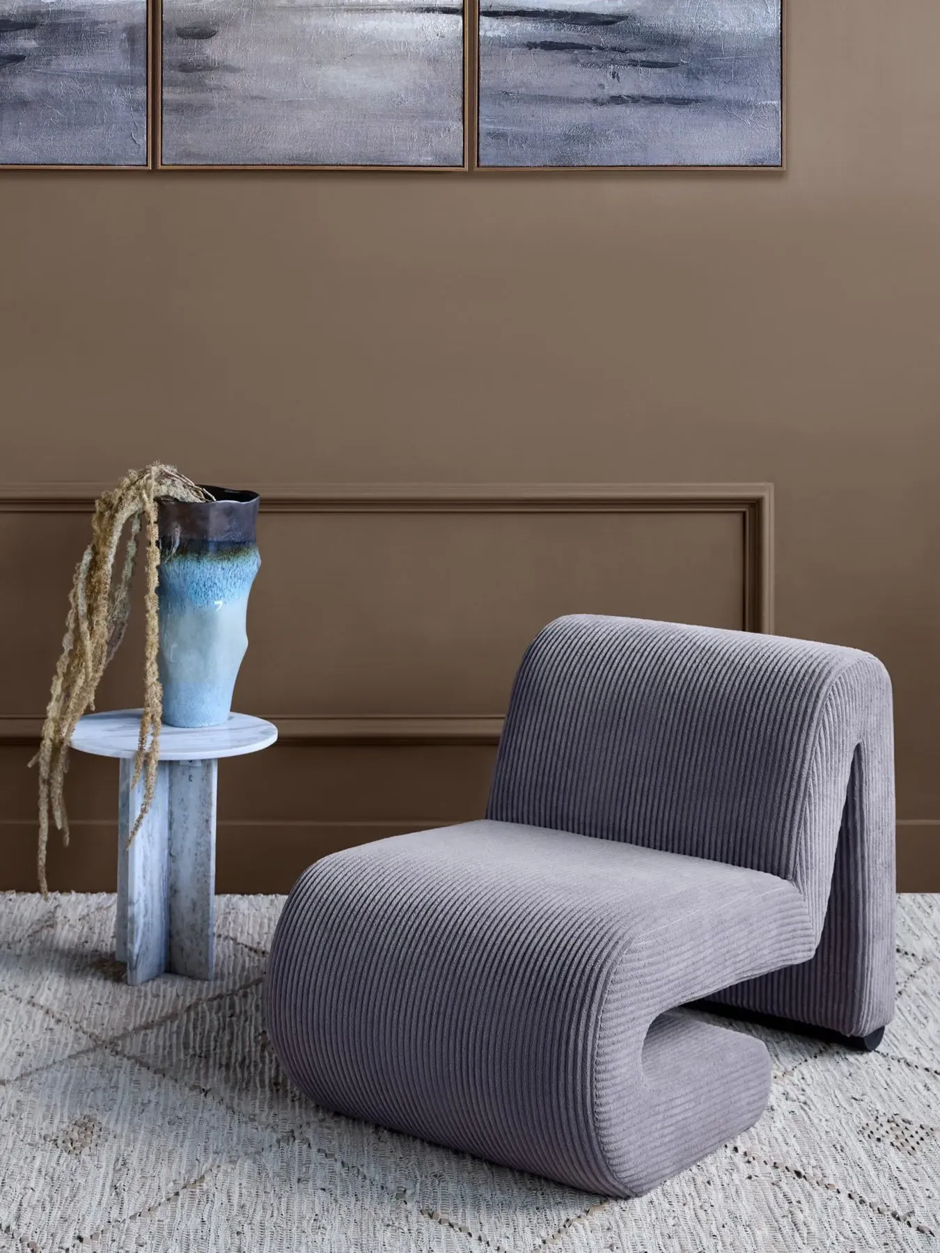 Ellis Chair Mid Corduroy - Brown, Fabric