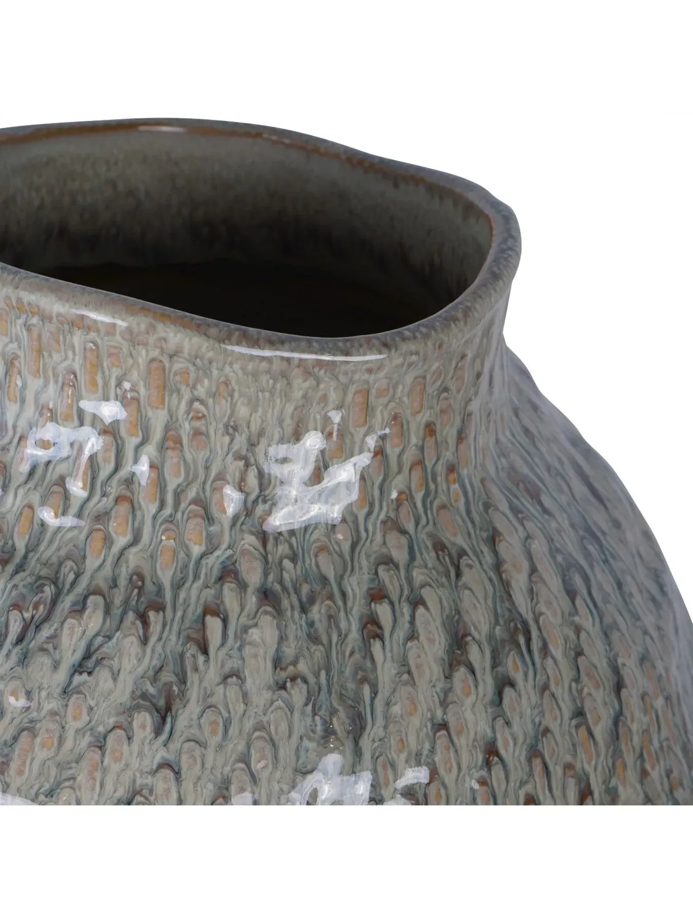 Extra Large Ceramic Vase - White Taupe, Woven