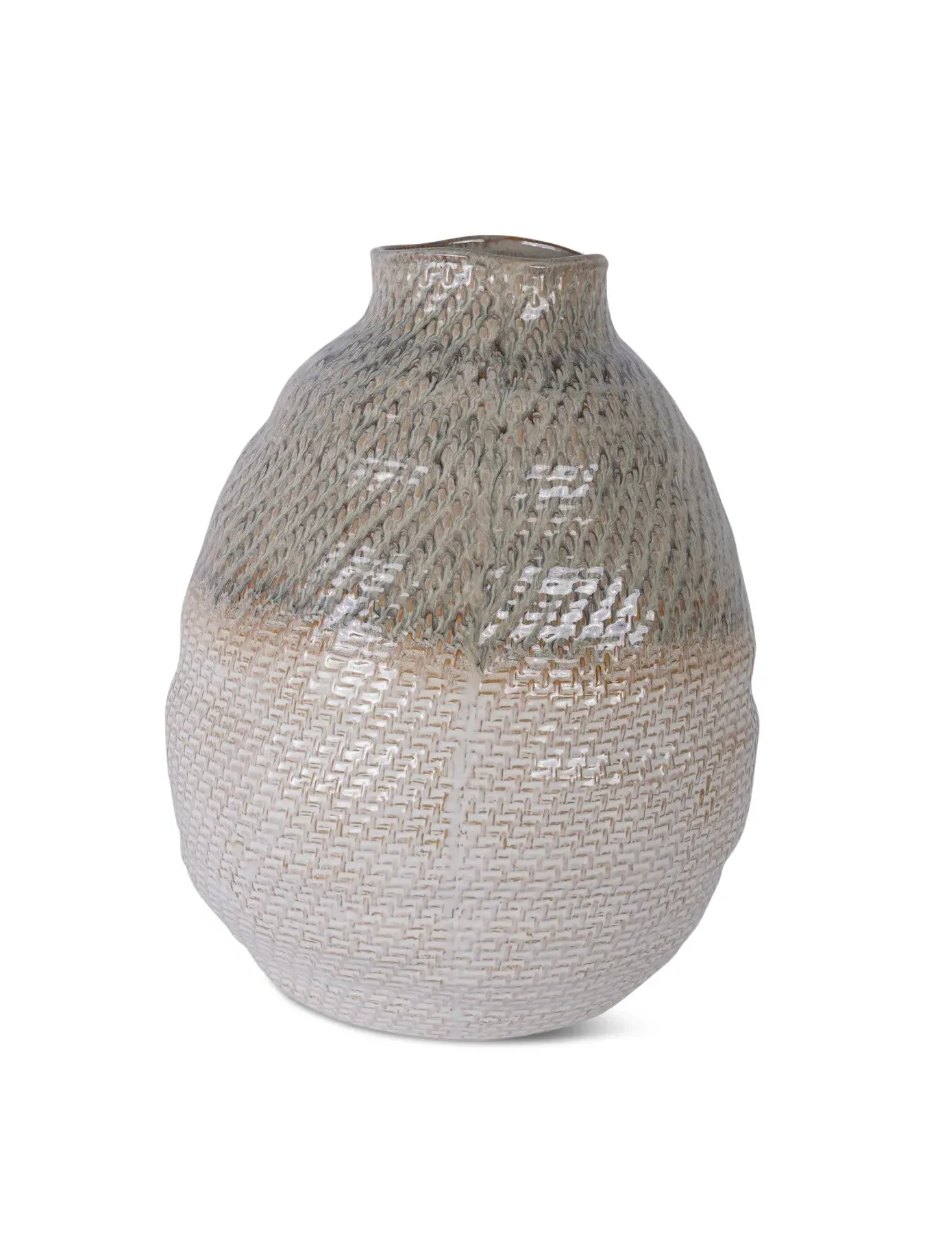 Extra Large Ceramic Vase - White Taupe, Woven image