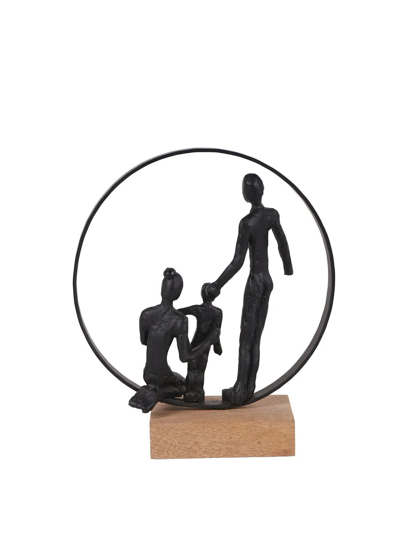 Family Bond Sculpture on Stand - Black, Wood