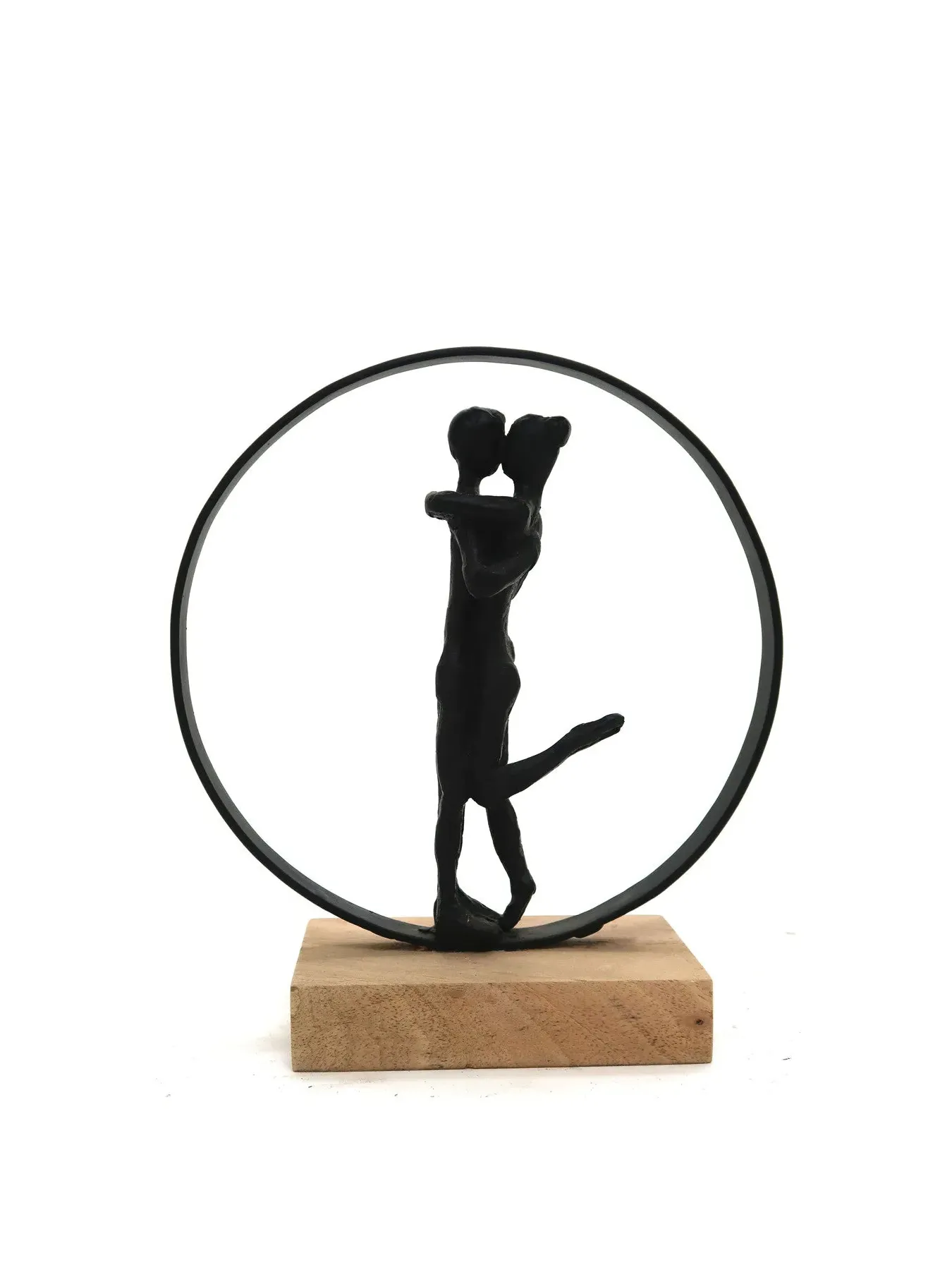 Family Bond Sculpture on Stand - Black, Wood