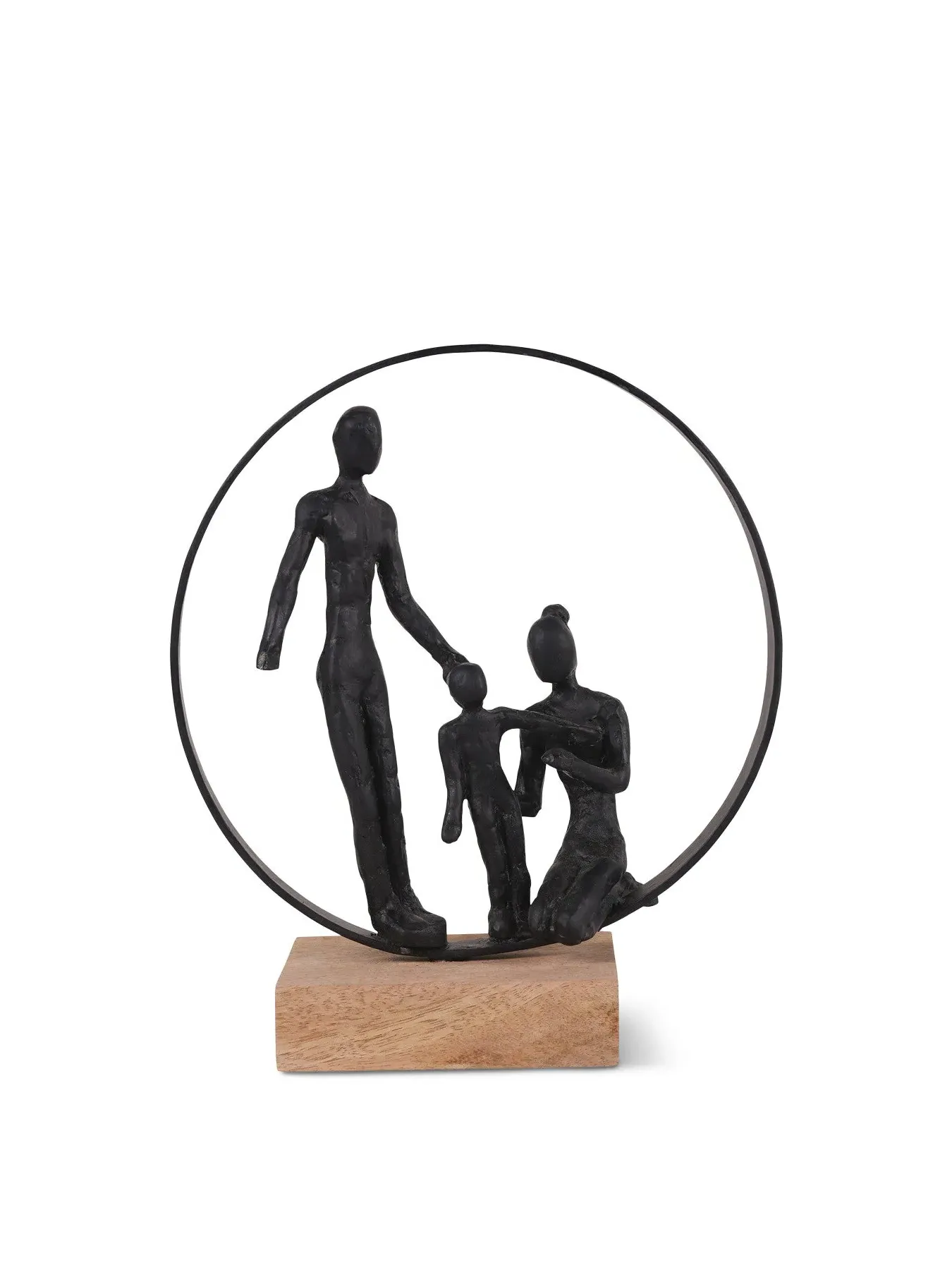 Family Bond Sculpture on Stand - Black, Wood image