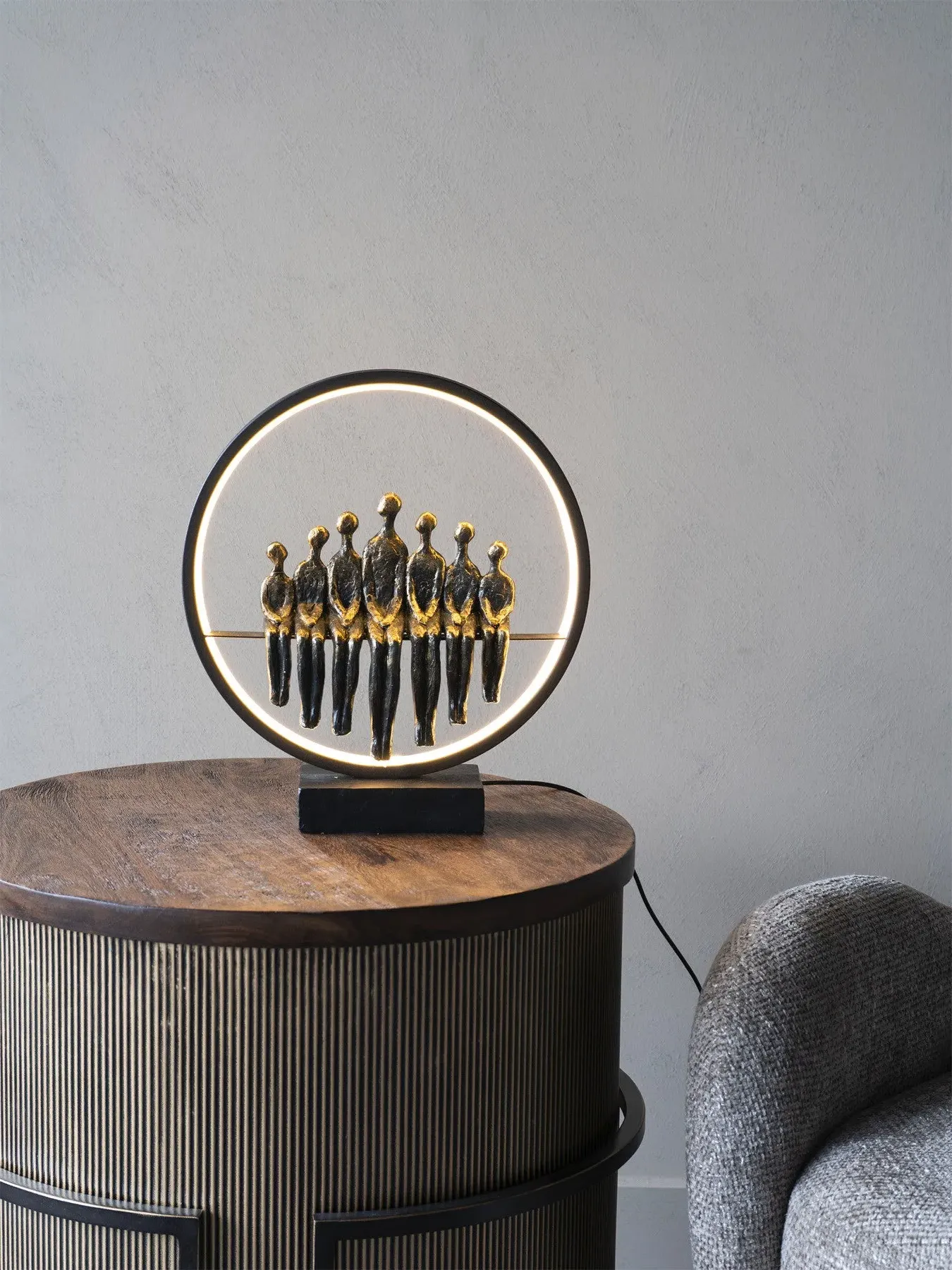 Family Light Sculpture with LED USB - Bronze