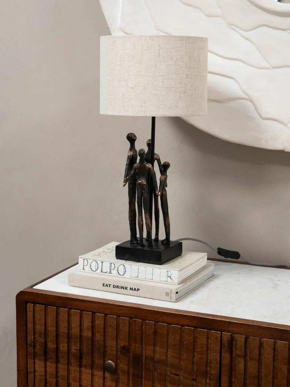 Family Sculpture Table Lamp with Shade - Bronze