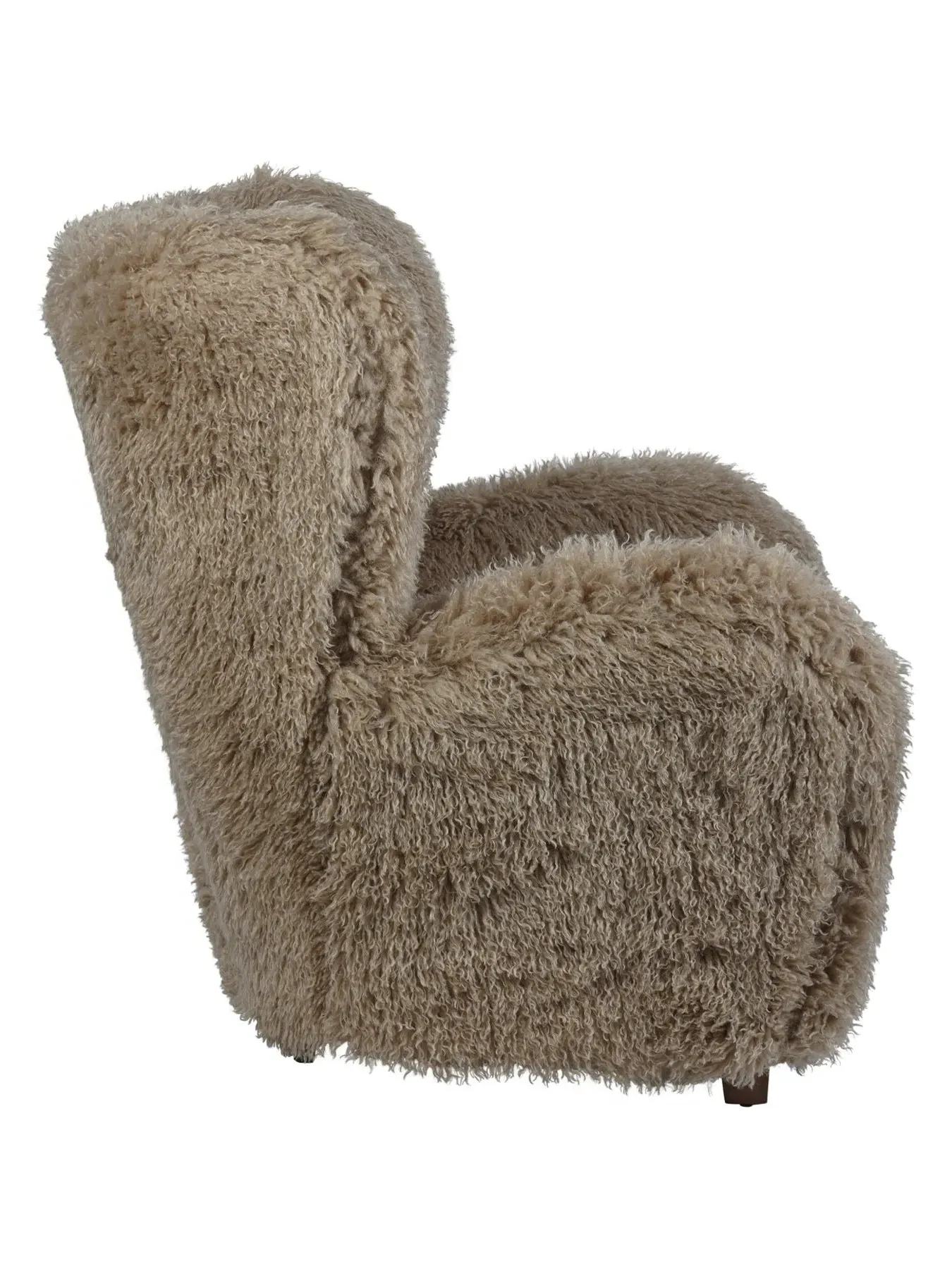 Faux Sheepskin Armchair - Dark Coffee, Fabric