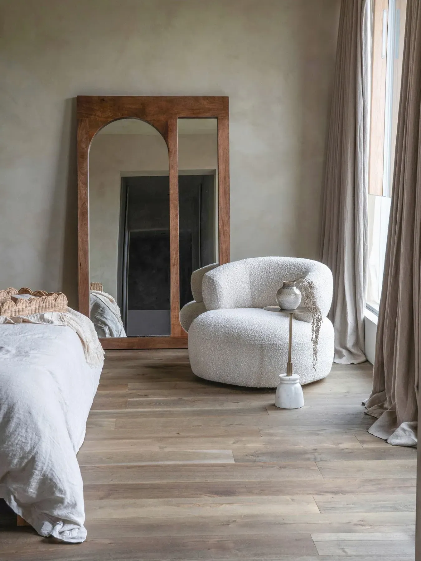 Floor Standing Mirror - Brown, Wood