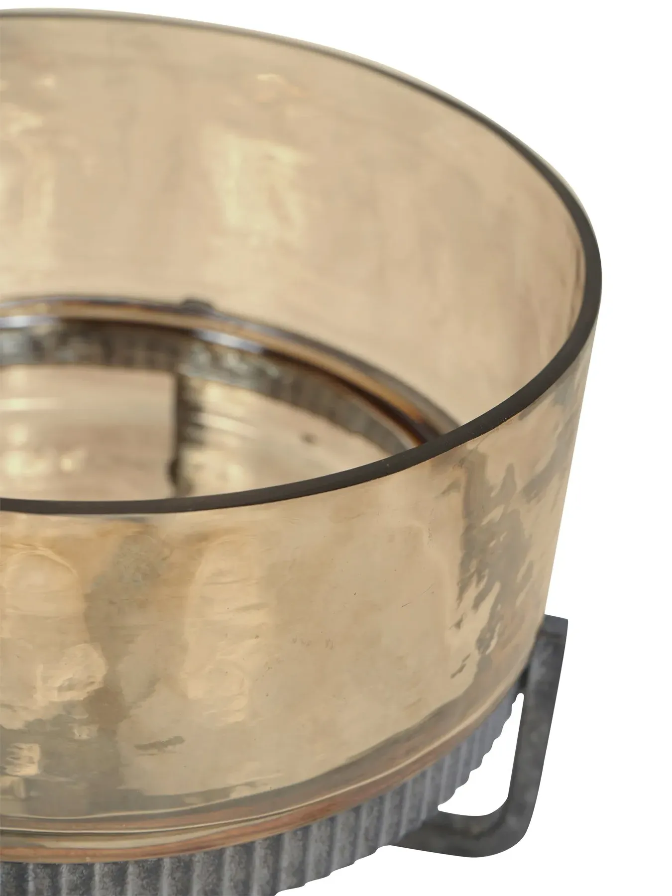 Glass Bowl On Stand - Copper Brown, Oak Wood