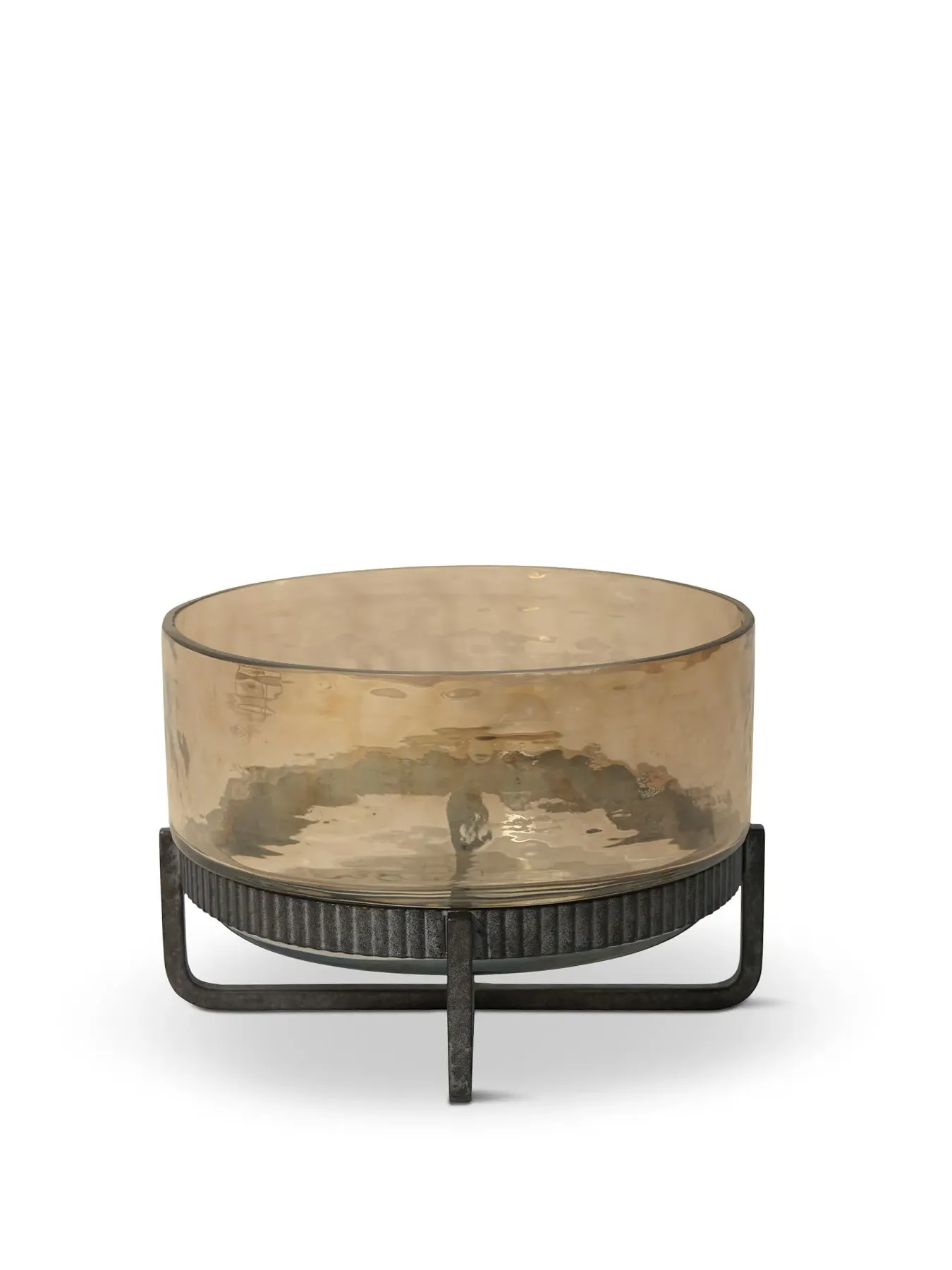 Glass Bowl On Stand - Copper Brown, Oak Wood image