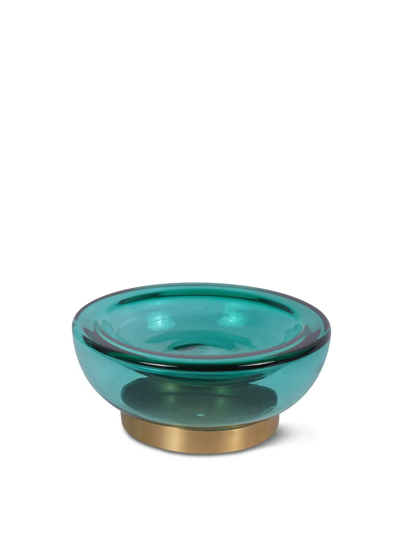 Glass Bowl with Brass Detail - Teal image