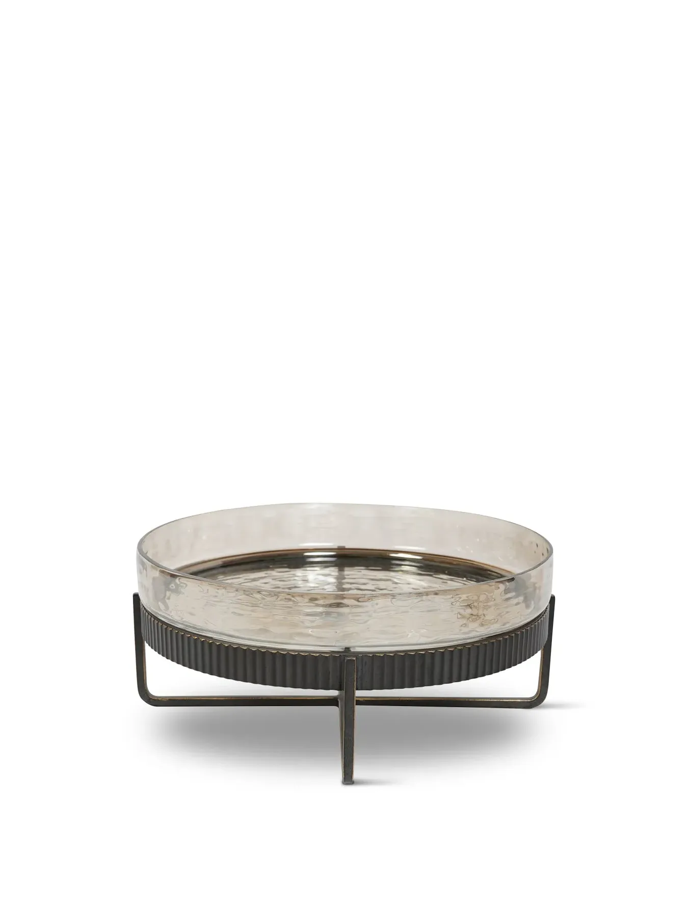Glass Platter with Stand - Brown, Oak Wood image