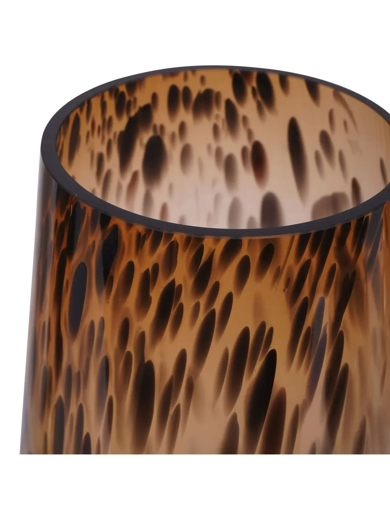 Glass Vase with Brass Base - Brown Black