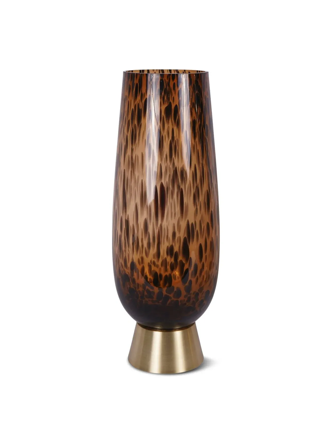 Glass Vase with Brass Base - Brown Black image