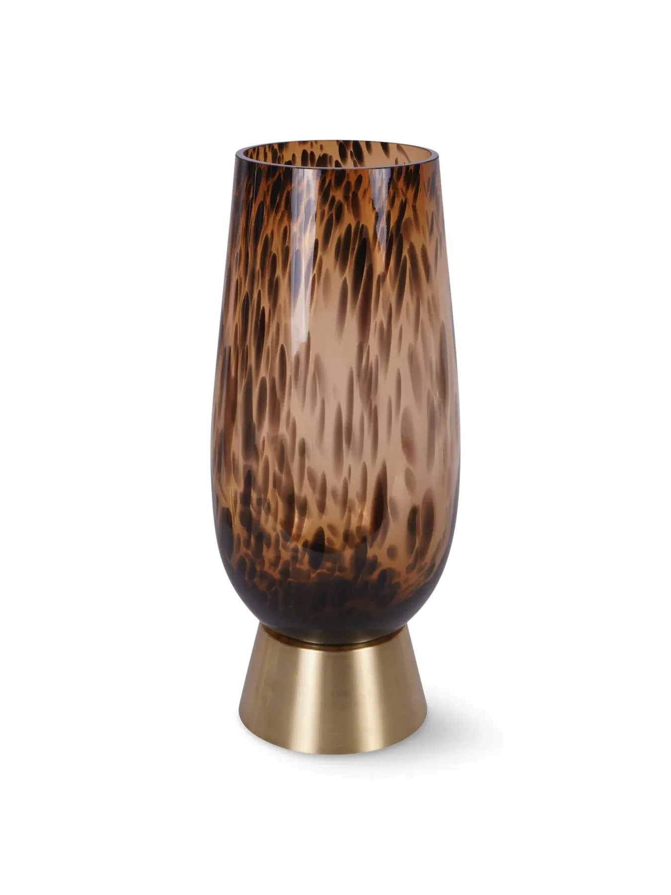 Glass Vase with Brass Base - Brown Black image