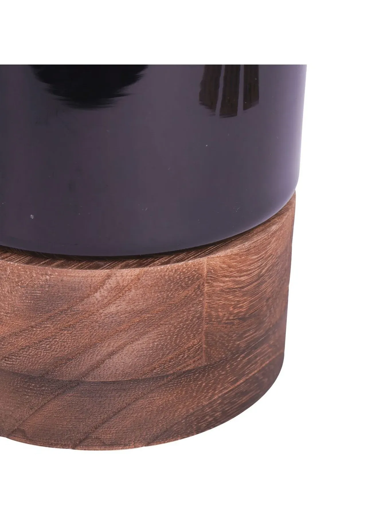 Glass Votive Vase with Wooden Base - Black