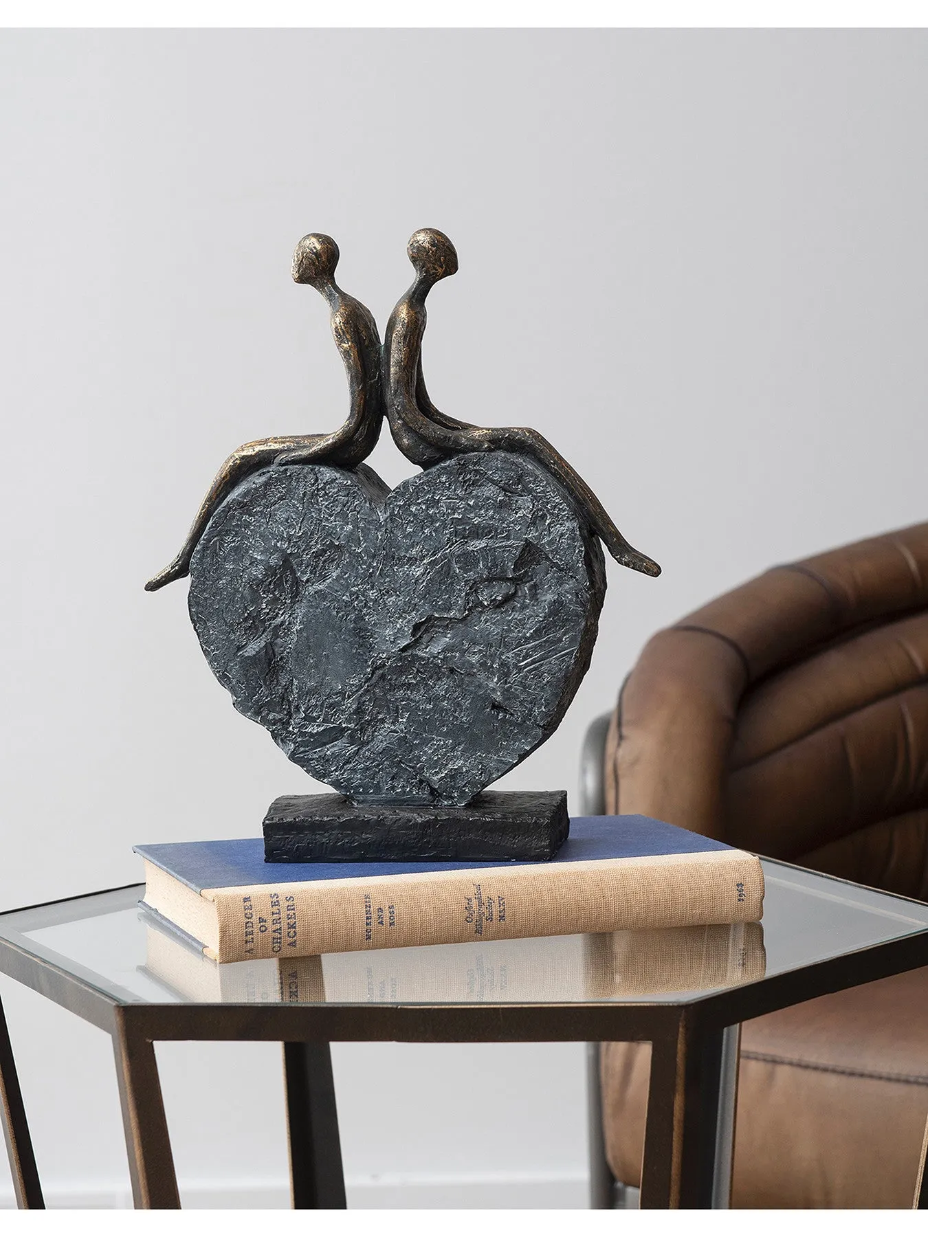 Heart Sculpture Decorative Piece - Bronze