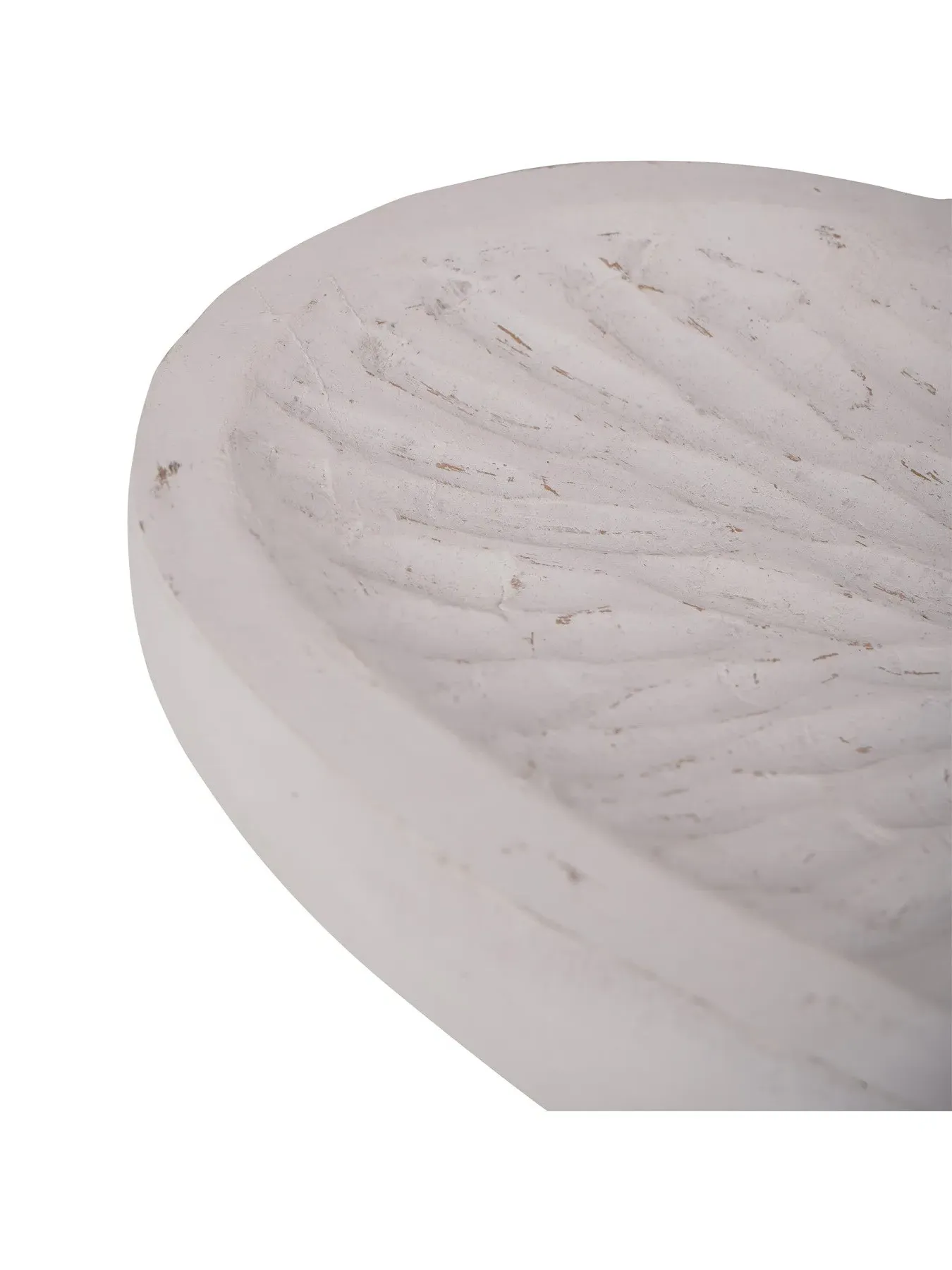 Heart-Shaped Carved Bowl - White, Wood