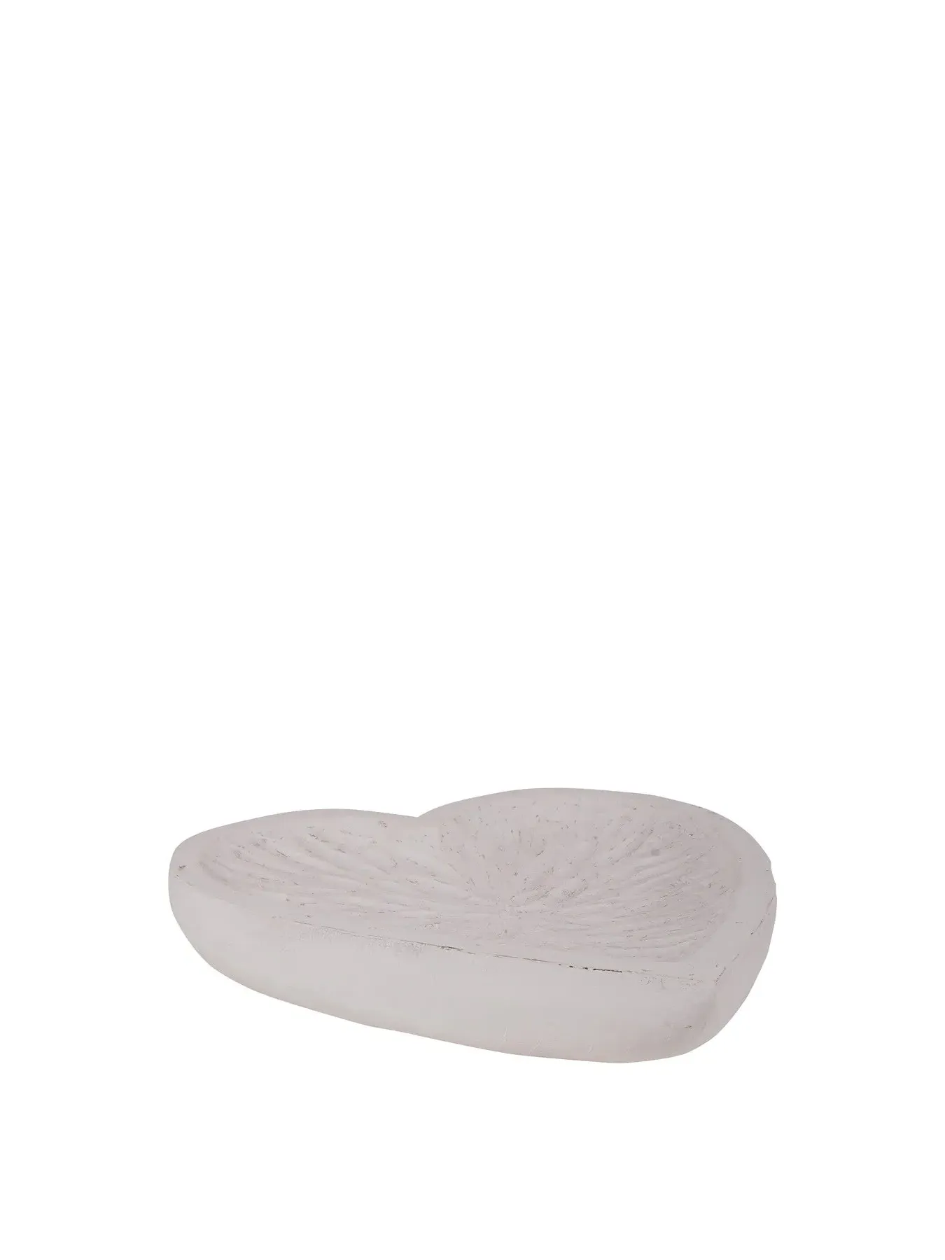 Heart-Shaped Carved Bowl - White, Wood