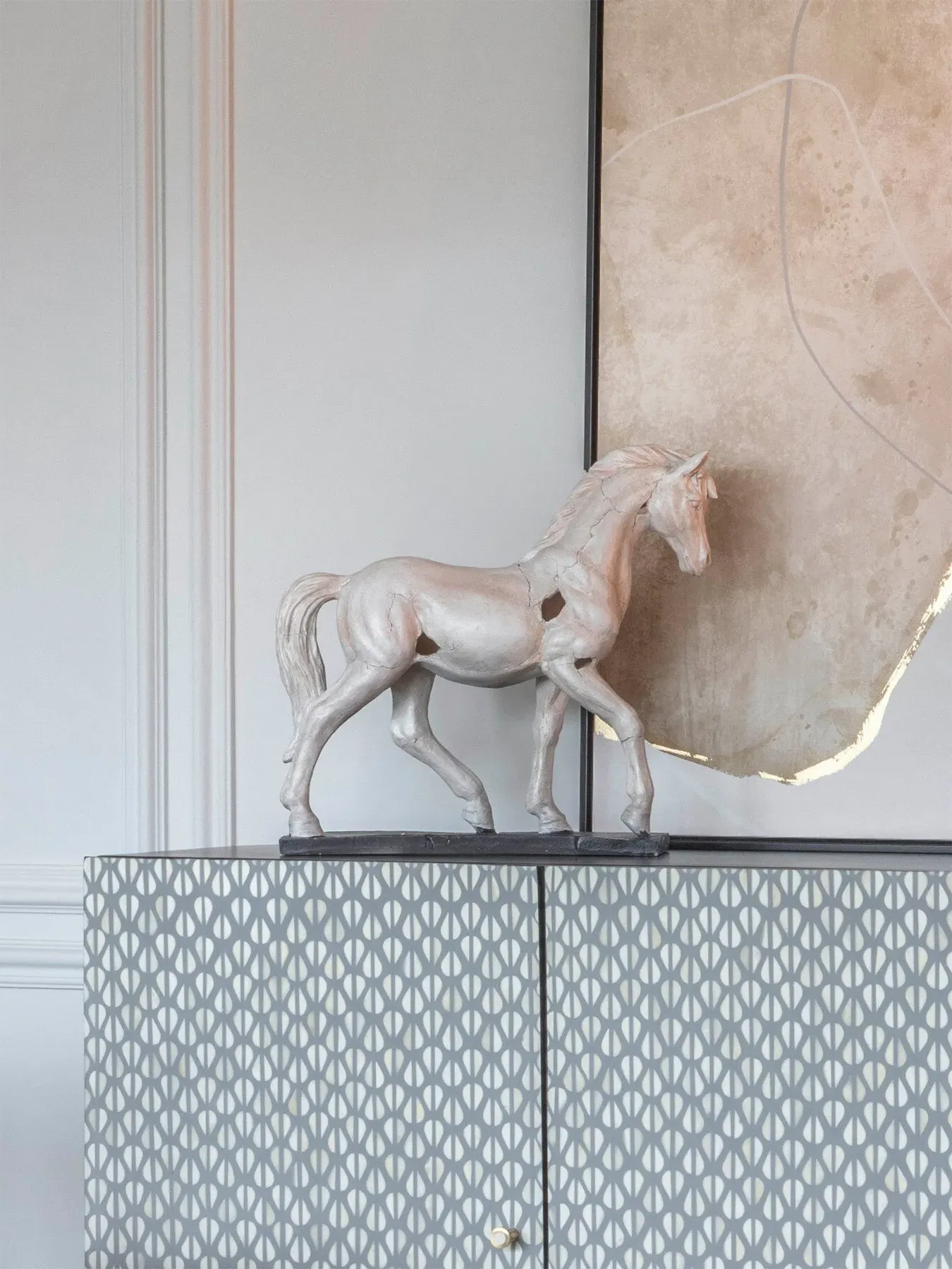 Horse Aged Sculpture - White