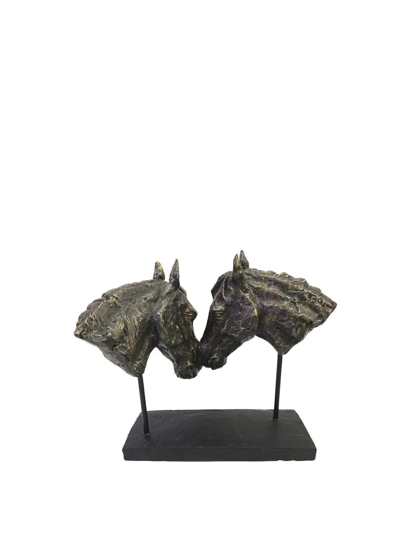 Horse Heads Sculpture Nuzzling Design - Bronze