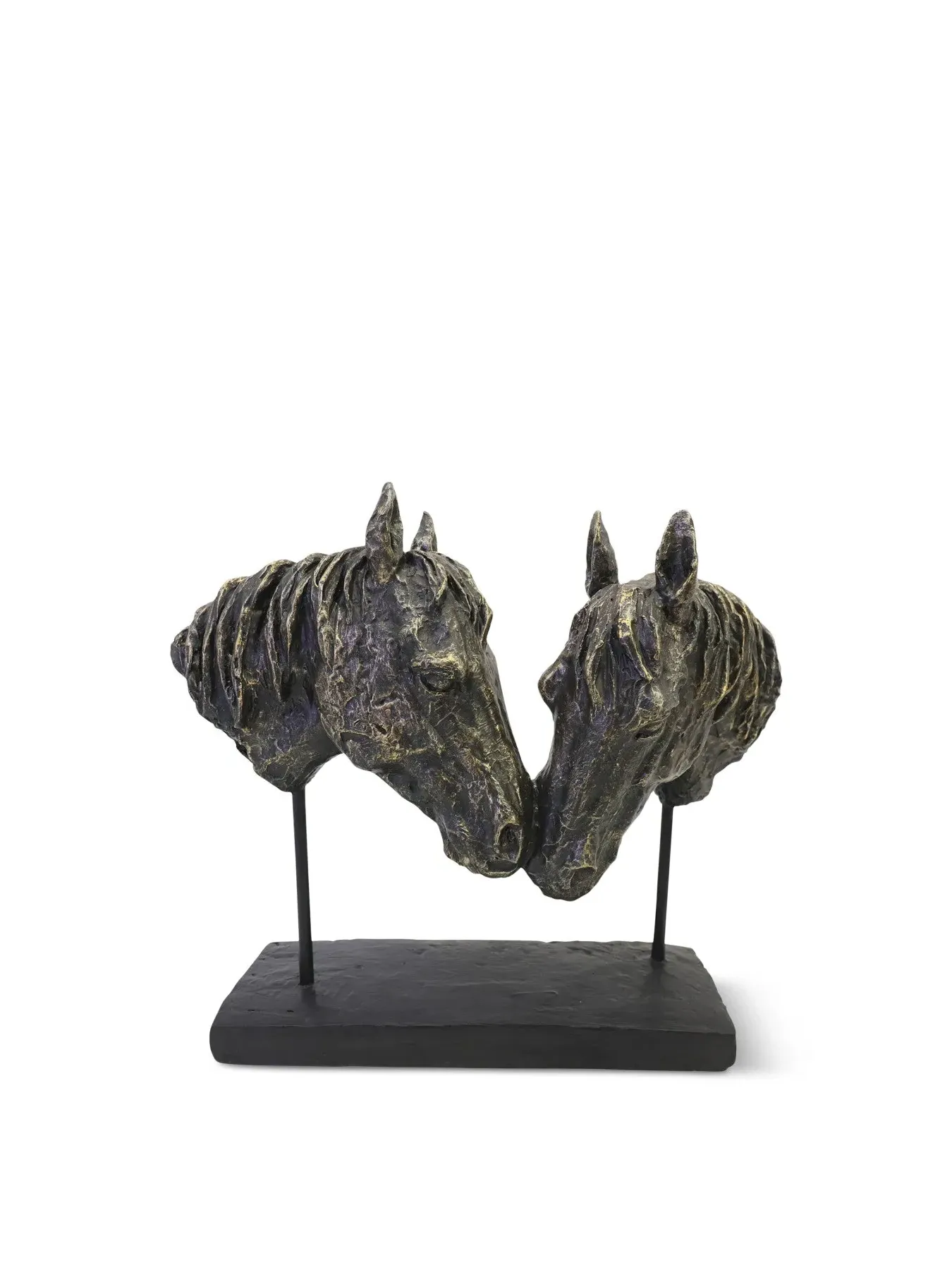 Horse Heads Sculpture Nuzzling Design - Bronze image