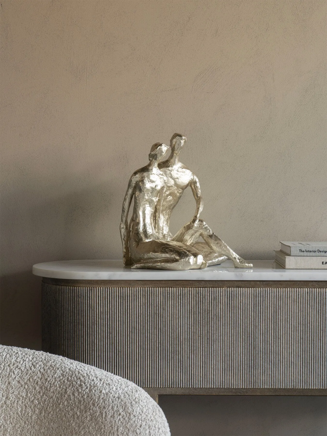 Large Loving Couple Sculpture - Bronze