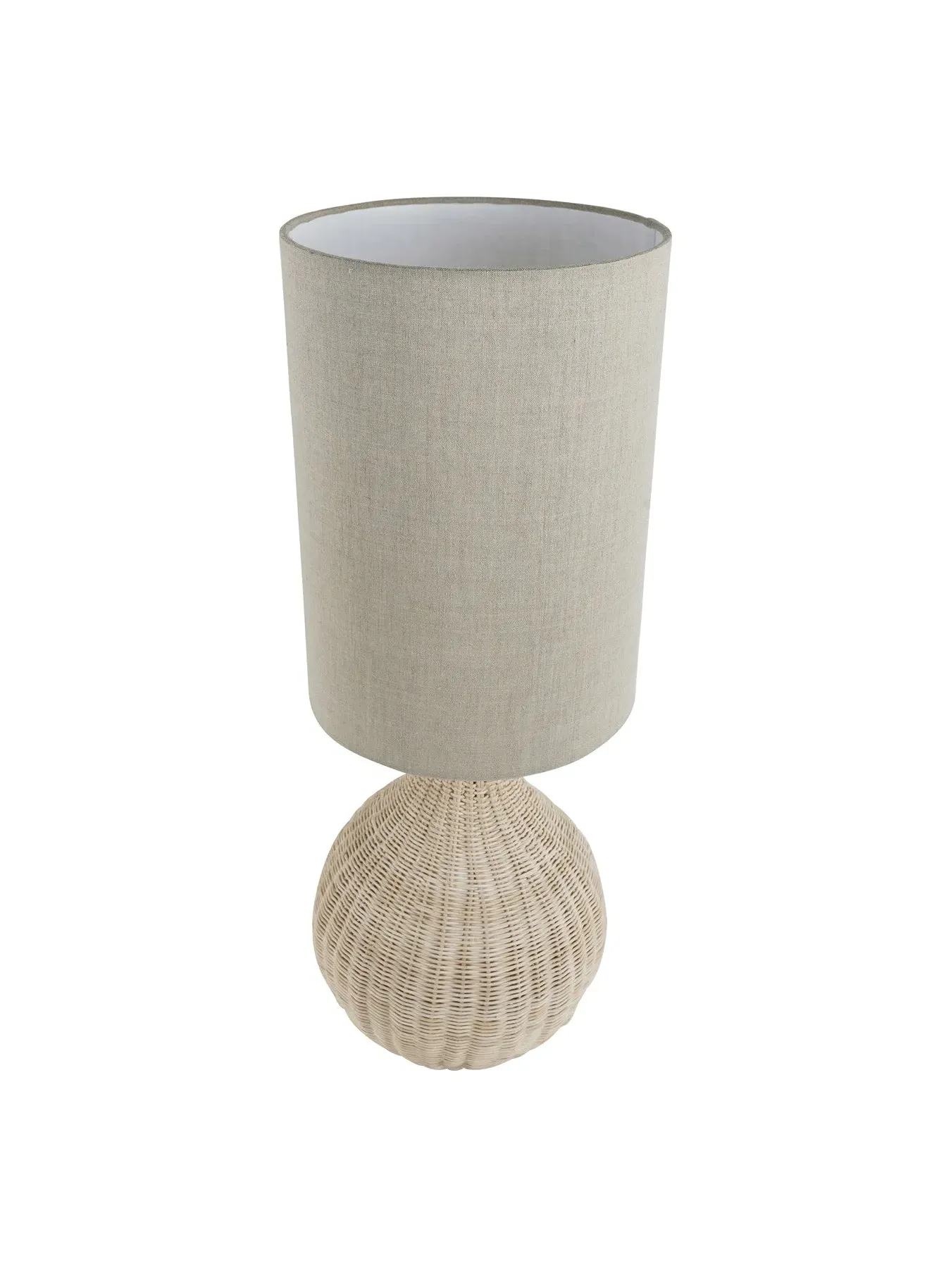 Large Table Lamp with Drum Shade - Natural, Rattan