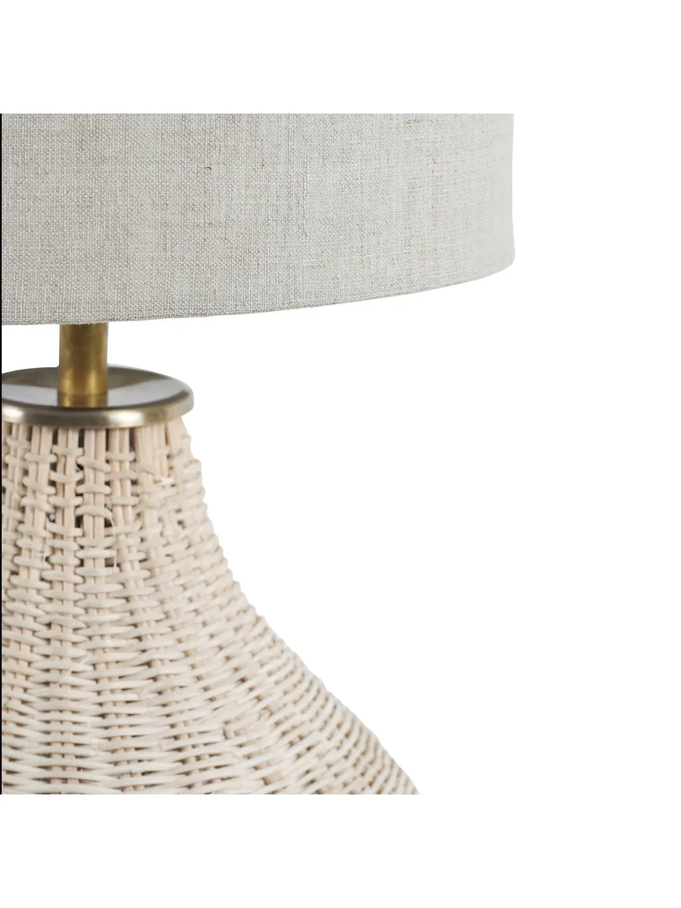 Large Table Lamp with Drum Shade - Natural, Rattan