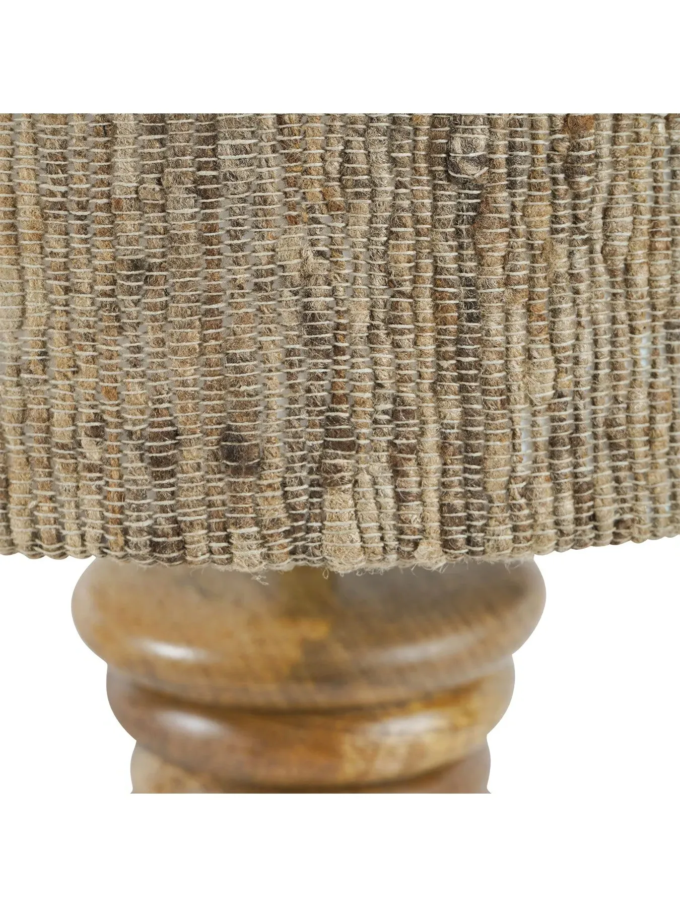 Large Table Lamp with Silk Jute Shade - Natural Wood