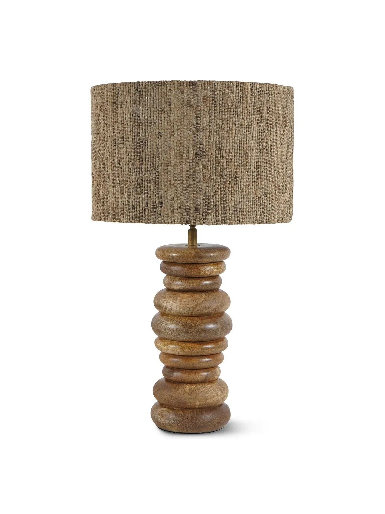 Large Table Lamp with Silk Jute Shade - Natural Wood image