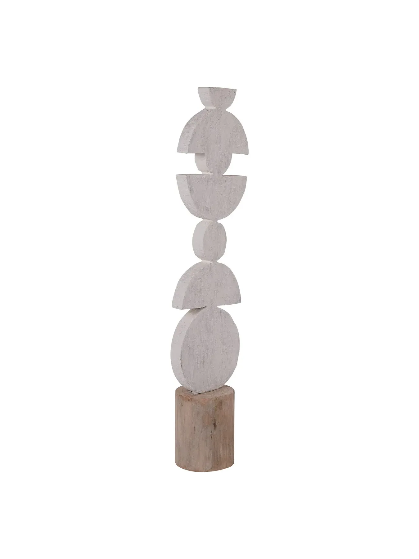 Large Totem Sculpture on Stand - White, Wood