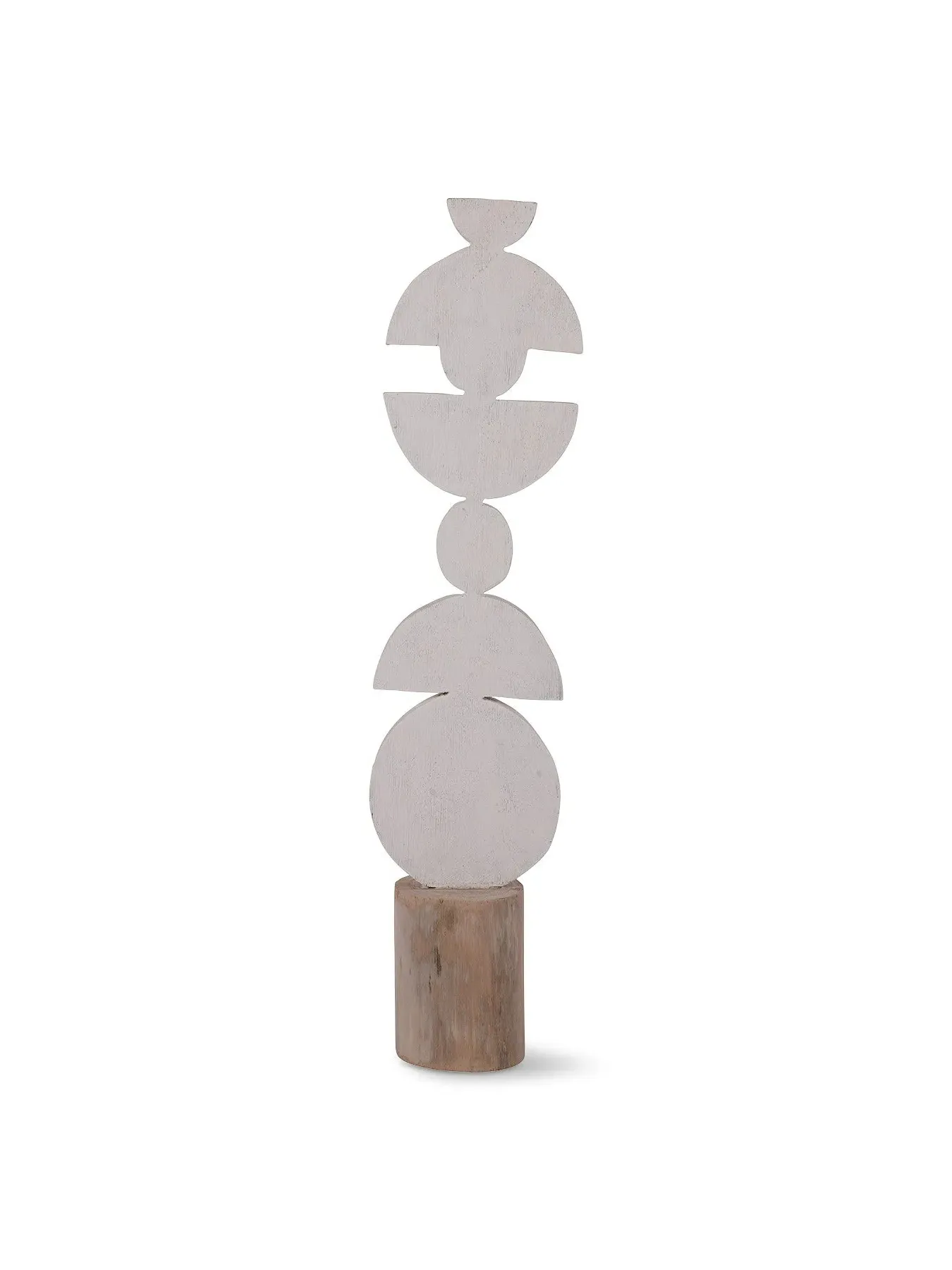 Large Totem Sculpture on Stand - White, Wood image