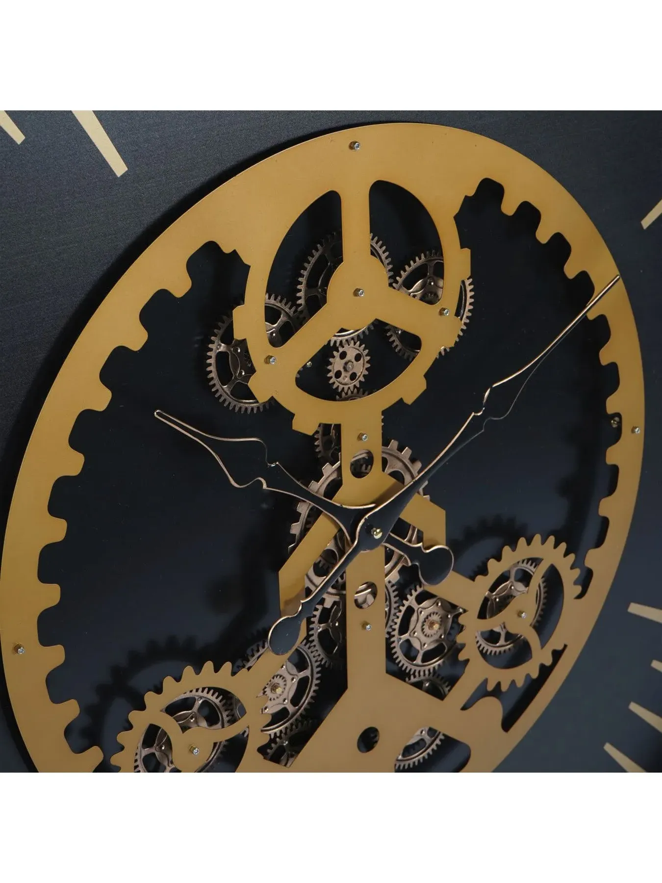 Large Wall Clock with Moving Dials - Black Gold
