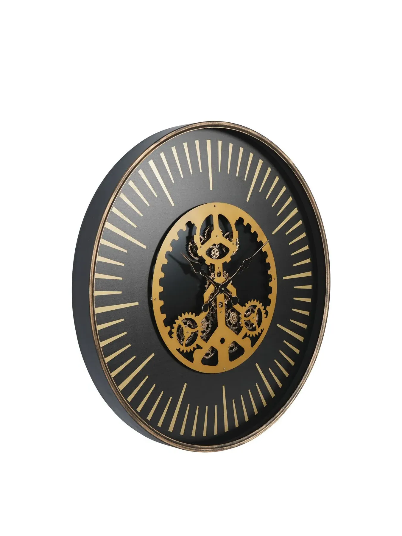 Large Wall Clock with Moving Dials - Black Gold