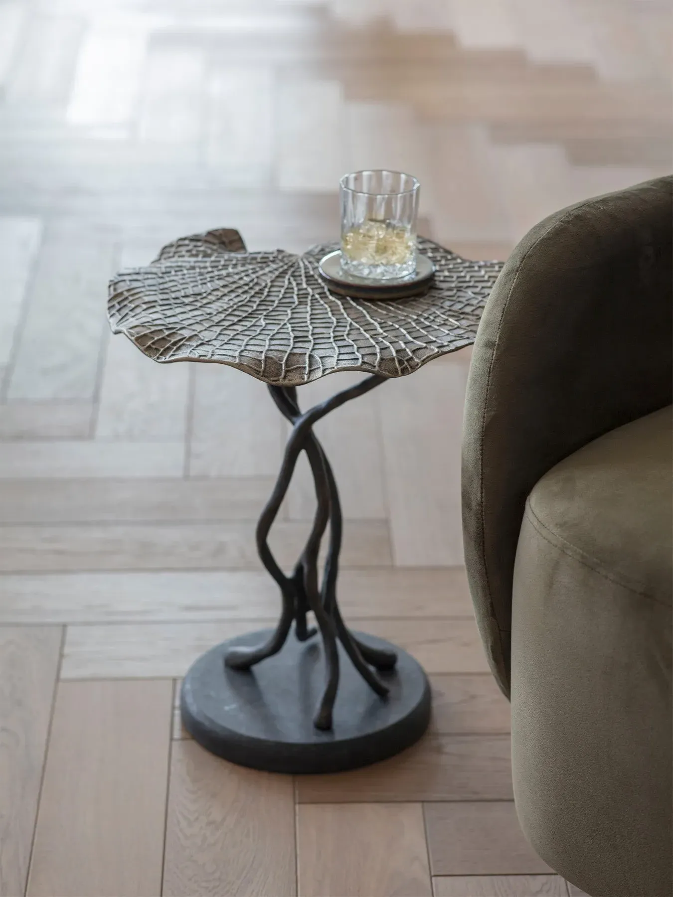 Leaf Side Table - Gold, Cast Aluminium