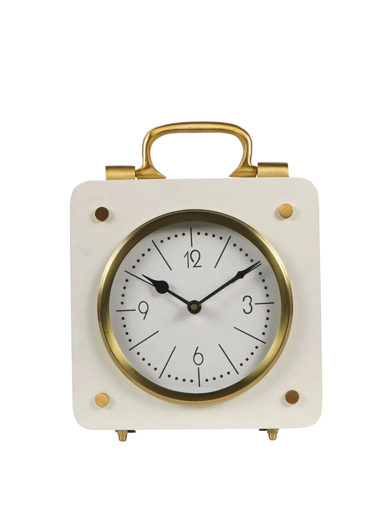 Mantel Clock with Brass Accents - Ivory, Metal