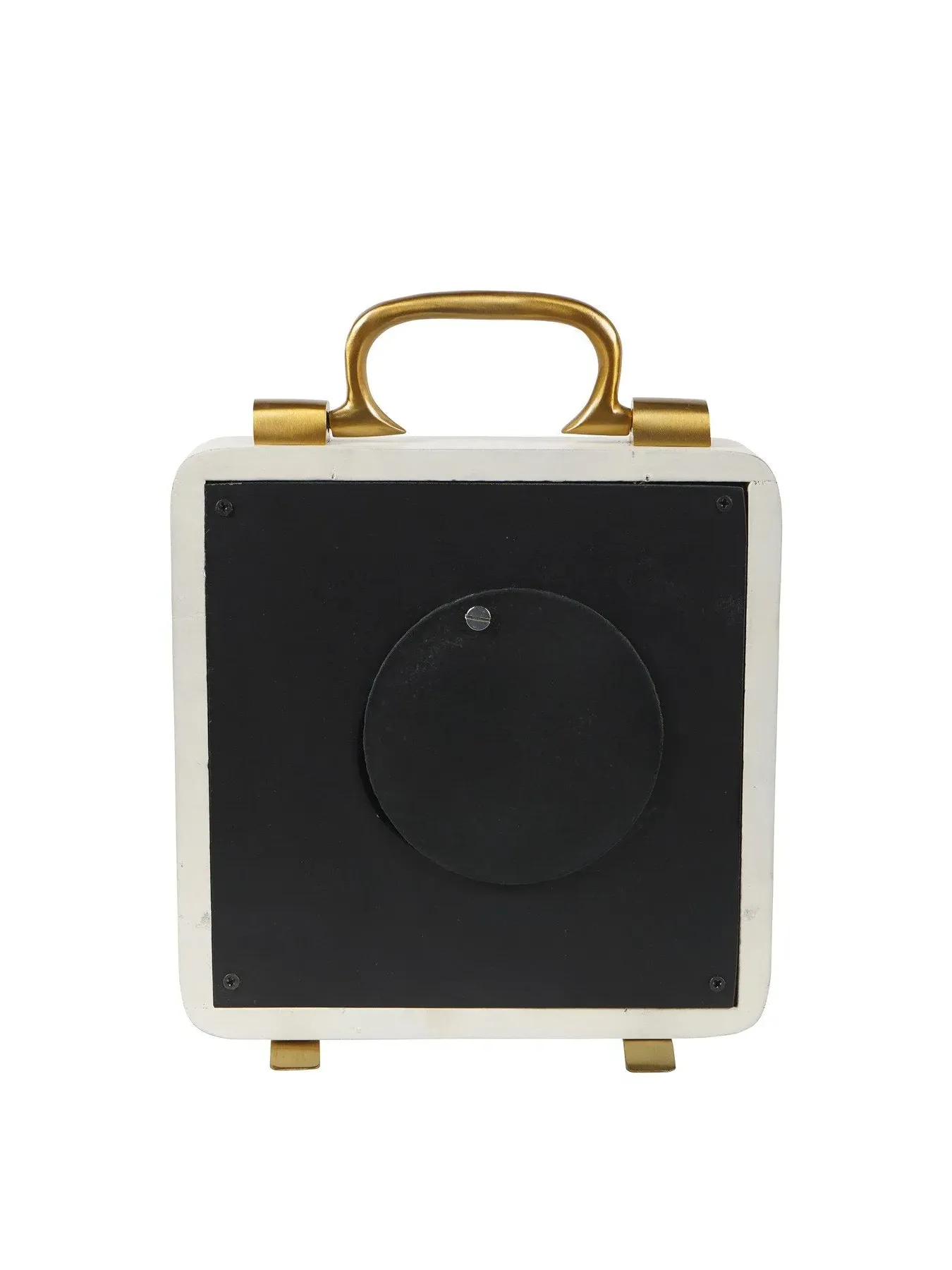 Mantel Clock with Brass Accents - Ivory, Metal
