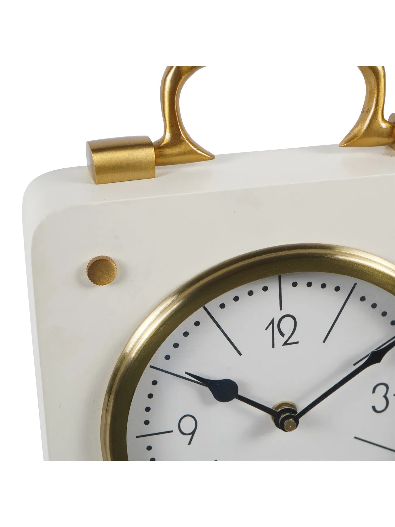 Mantel Clock with Brass Accents - Ivory, Metal