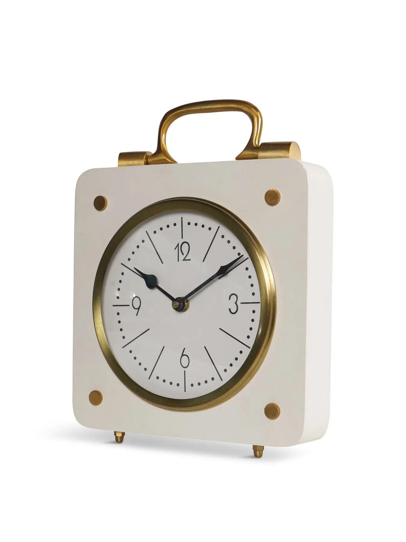 Mantel Clock with Brass Accents - Ivory, Metal image